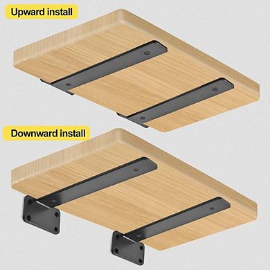 Great Ambitions 12 Pack 10" Black Hidden L Shelf Brackets, Industrial Floating Shelf Supports