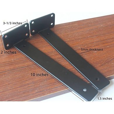 Great Ambitions 12 Pack 10" Black Hidden L Shelf Brackets, Industrial Floating Shelf Supports