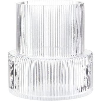 Ribbed Glass Vase, Flower Vase, Fluted Clear Vases for Flowers, Modern Vases 7.5 Inches