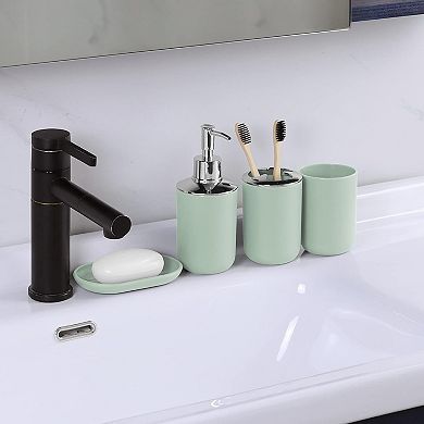 Bathroom Accessories Set,Green Bathroom Set,7 Pieces Bathroom Accessory Set,Tray,Toilet Brush