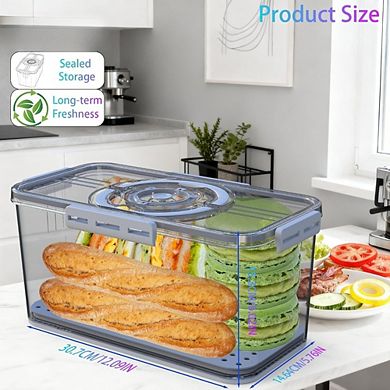 Great Ambitions Airtight Bread Box with Lid, Handle & Time Tracker for Countertop Storage,Grey