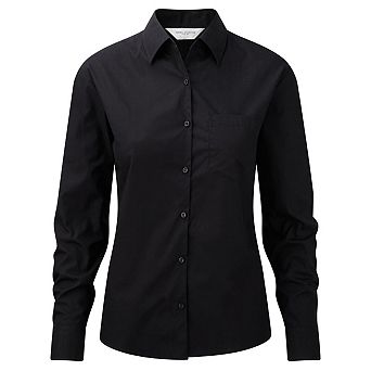 Russell Collection Womens/Ladies Cotton Poplin Easy-Care Long-Sleeved Formal Shirt