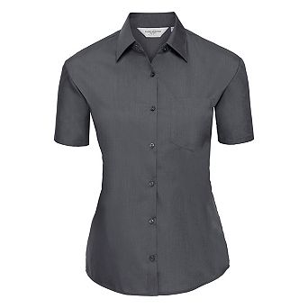 Russell Collection Womens/Ladies Poplin Easy-Care Short-Sleeved Shirt