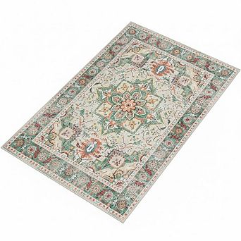 Vintage Area Rug Low Pile, Washable, Non-Slip Entryway Mat