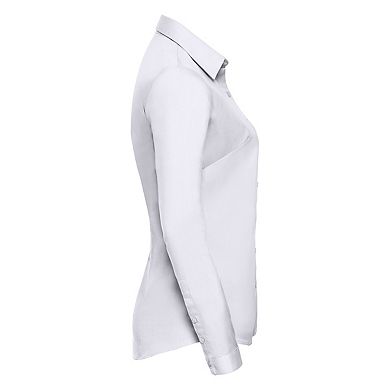 Russell Collection Womens/Ladies Herringbone Long-Sleeved Shirt