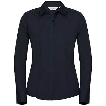 Russell Collection Womens/Ladies Poplin Fitted Long-Sleeved Formal Shirt