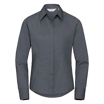 Russell Collection Womens/Ladies Poplin Fitted Long-Sleeved Formal Shirt