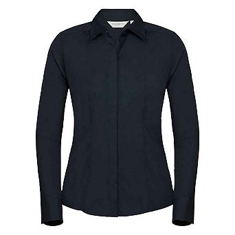 Russell Collection Womens/Ladies Poplin Fitted Long-Sleeved Formal Shirt