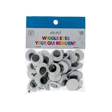 John Bead 20/10/5mm Black and White Wiggle Eyes for DIY Arts and Crafts 102ct.