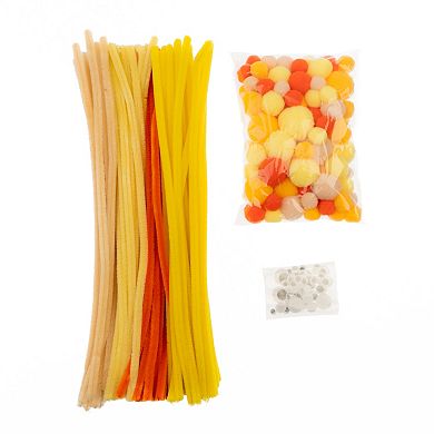 John Bead Assorted Colors Craft Combo Pack with Craft Pipe Cleaners Wiggly Eyes Pom Poms, 300ct.