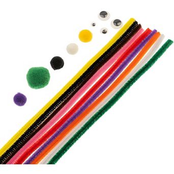 John Bead Assorted Colors Craft Combo Pack with Craft Pipe Cleaners Wiggly Eyes Pom Poms, 300 ct