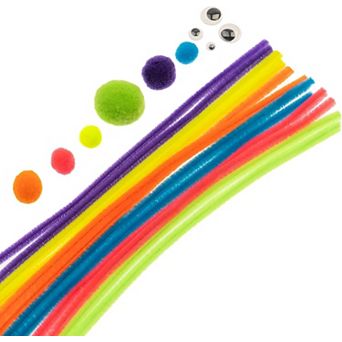 John Bead Assorted Colors Craft Combo Pack with Craft Pipe Cleaners Wiggly Eyes Pom Poms, 300 ct