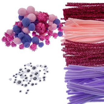 John Bead Assorted Colors Craft Combo Pack with Craft Pipe Cleaners Wiggly Eyes Pom Poms, 300 ct