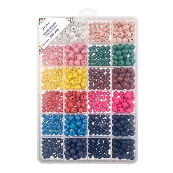 John Bead 6mm/8mm Assorted Wood Beads Box for DIY Crafts Jewelry Making Beading Kit, 840 pc
