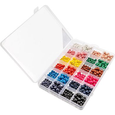 John Bead 6mm/8mm Assorted Wood Beads Box for DIY Crafts Jewelry Making Beading Kit, 840pcs