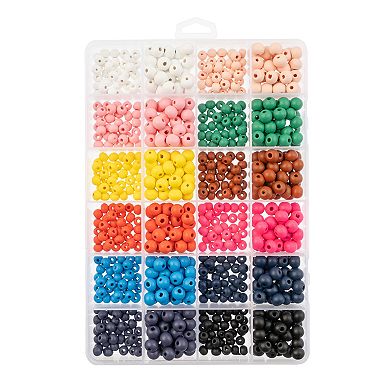 John Bead 6mm/8mm Assorted Wood Beads Box for DIY Crafts Jewelry Making Beading Kit, 840pcs