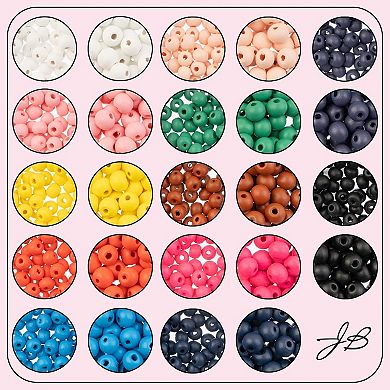 John Bead 6mm/8mm Assorted Wood Beads Box for DIY Crafts Jewelry Making Beading Kit, 840pcs