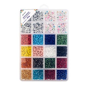 John Bead Assorted 3mm Glass and 4x7mm Plastic Beads Box for DIY Crafts Jewelry Making Beading Kit