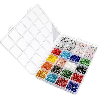 John Bead Assorted 3mm Glass and 4x7mm Plastic Beads Box for DIY Crafts Jewelry Making Beading Kit