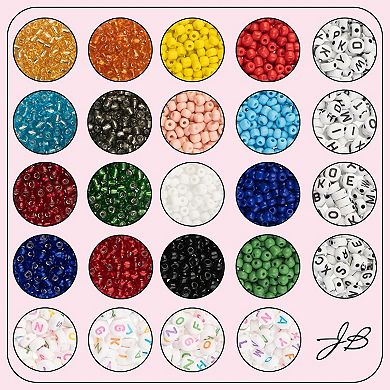 John Bead Assorted 3mm Glass and 4x7mm Plastic Beads Box for DIY Crafts Jewelry Making Beading Kit