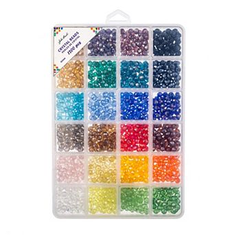 John Bead Assorted Crystal 6x5mm Round Bead Box for DIY Crafts Jewelry Making Beading Kit, 1200 pc