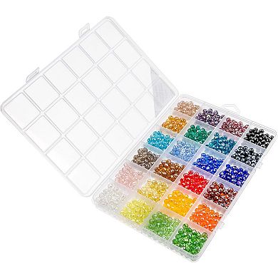 John Bead Assorted Crystal 6x5mm Round Bead Box for DIY Crafts Jewelry Making Beading Kit, 1200pcs