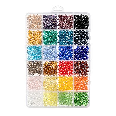 John Bead Assorted Crystal 6x5mm Round Bead Box for DIY Crafts Jewelry Making Beading Kit, 1200pcs