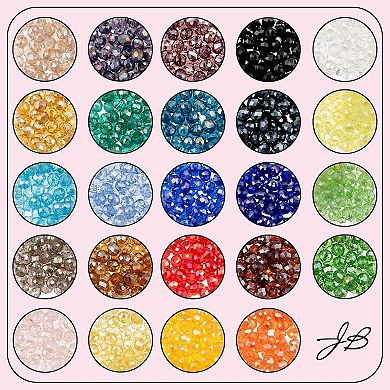 John Bead Assorted Crystal 6x5mm Round Bead Box for DIY Crafts Jewelry Making Beading Kit, 1200pcs