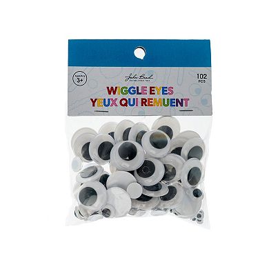 John Bead 20/10/5mm Black and White Wiggle Eyes for DIY Arts and Crafts 102ct.