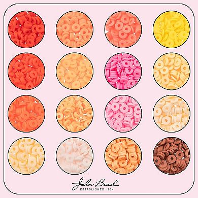 John Bead 6mm Assorted Polymer Clay Beads Box for DIY Crafts Jewelry Making Beading Kit, 148g