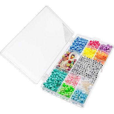 John Bead Assorted Plastic Beads with 5m Cord for DIY Crafts Jewelry Making Beading Kit, 600pcs