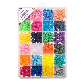 John Bead 24-Colors 9mm Plastic Crow Beads Box for DIY Crafts Jewelry Making Beading Kit, 600 pc