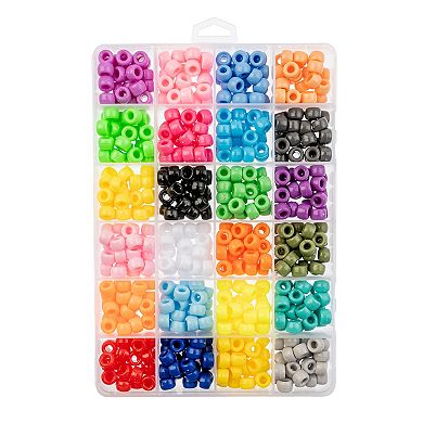 John Bead 24-Colors 9mm Plastic Crow Beads Box for DIY Crafts Jewelry Making Beading Kit, 600pcs