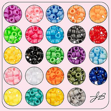 John Bead 24-Colors 9mm Plastic Crow Beads Box for DIY Crafts Jewelry Making Beading Kit, 600pcs