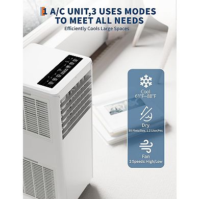 Portable Standing Air Conditioner, 8000 BTU 3 in 1 AC, Cools Rooms Up ...