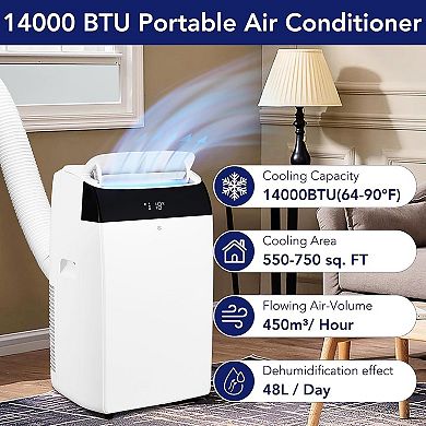 Portable Air Conditioner,14,000 BTU AC,Cools Up to 750 Sq.Ft,Quiet Air Cooler with Remote Control