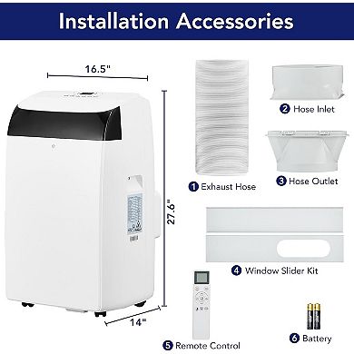 Portable Air Conditioner,14,000 BTU AC,Cools Up to 750 Sq.Ft,Quiet Air Cooler with Remote Control