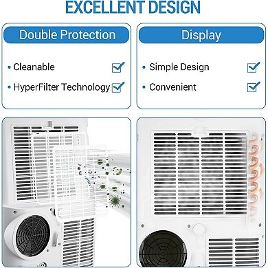 Portable Air Conditioner,14000 BTU 3in1 AC Unit,Cools Up to 750 Sq.Ft,Quiet Cooling <52dB,24H Timer