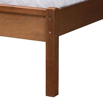 Baxton Studio Blossom Platform Bed Frame with Rattan Headboard