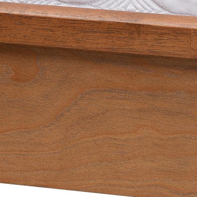 Baxton Studio Blossom Platform Bed Frame with Rattan Headboard