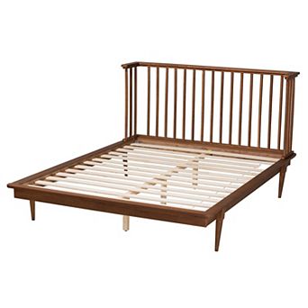 Baxton Studio Flint Platform Bed with Slatted Headboard and Wooden Legs