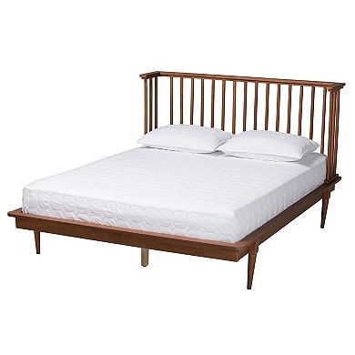 Baxton Studio Flint Platform Bed with Slatted Headboard and Wooden Legs