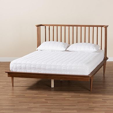 Baxton Studio Flint Platform Bed with Slatted Headboard and Wooden Legs