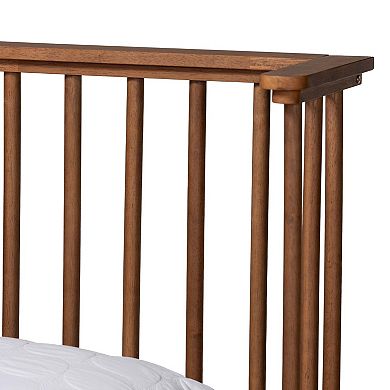 Baxton Studio Flint Platform Bed with Slatted Headboard and Wooden Legs