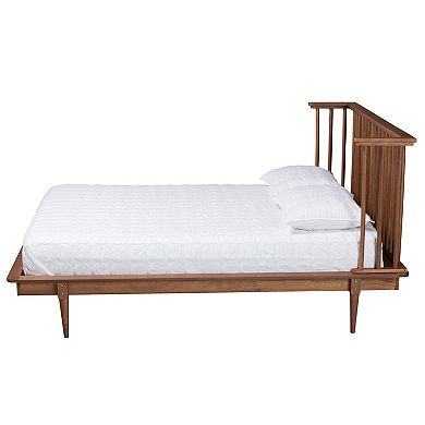 Baxton Studio Flint Platform Bed with Slatted Headboard and Wooden Legs