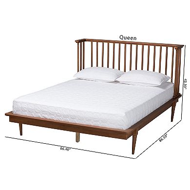 Baxton Studio Flint Platform Bed with Slatted Headboard and Wooden Legs