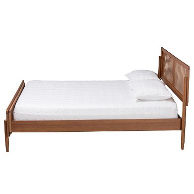 Baxton Studio Gardwin Platform Bed with Caned Headboard and Footboard