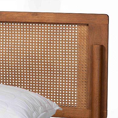 Baxton Studio Gardwin Platform Bed with Caned Headboard and Footboard