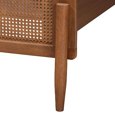 Baxton Studio Gardwin Platform Bed with Caned Headboard and Footboard