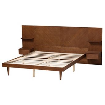 Baxton Studio Graham Platform Storage Bed with Shelves